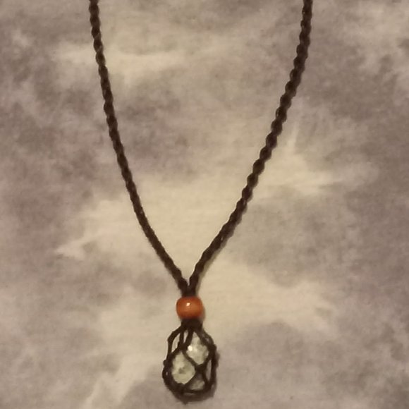 Macrame Interchangeable Stone Pouch Necklace - Picture 8 of 10